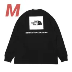 ノースフェイス 新品 M ロングスリーブバックスクエア ロゴ Tシャツ 黒