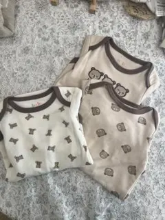 ベビー用クマ柄ロンパース3点セット60〜70cm