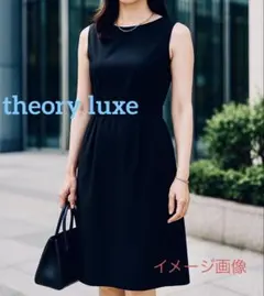 セオリーリュクス ノースリーブワンピース 38 黒ウール混 ストレッチ素材