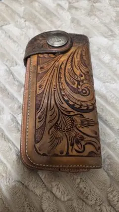 カービング 長財布 ロングウォレット シルバー925コンチョ ドロップ