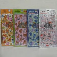プチドロップステッカー　ディズニー　ぷーさん　バンビ　101匹　 スティッチ