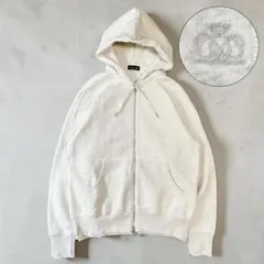 美品✨Drawer コットン吊り裏毛フーデッドパーカー ジップ ロゴ グレー 