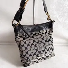 COACH コーチ ショルダーバッグ シグネチャー 斜め掛け ブラック 黒