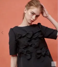 LOULOU WILLOUGHBY✨ランダムリボンタフタブラウス 黒 Mのサムネイル