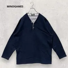 MIND GAMES カットソー 5L 綿混 ネイビー ビッグサイズ カジュアル