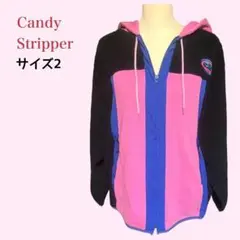 Candy Stripper y2k配色ボア切替フード付ジップパーカーのサムネイル