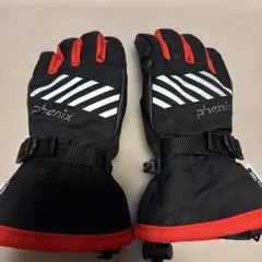 【美品】 phenix スキーグローブ 黒/赤 ジュニア 子供 JM 手袋