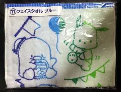 サンリオ☆サンリオキャラクター☆フェイスタオルブルー☆当たりくじ☆一番くじ☆新品