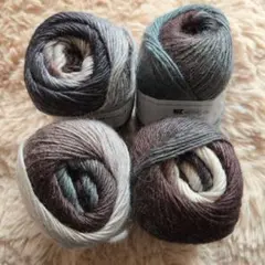ウール100%　毛糸4玉　グラデーション　200g　白　グレー　茶