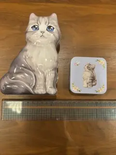 猫型スチール缶 大小セット