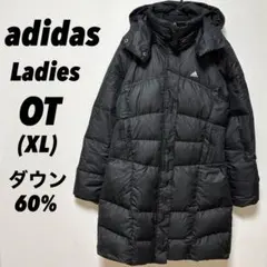 アディダス レディースベンチコート ロング ダウンジャケット 黒 OT XL