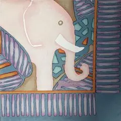 Jim Thompson タイシルク ジム トンプソン ピンクの象 小判スカーフ