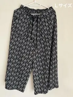 《値下げ》クロップドパンツ　ワイドパンツ　ガウチョ　 七分丈　Ｌ　黒