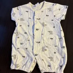 クマと乗り物プリントロンパース　Cottoli