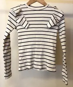 ZARA ボーダー フリル 長袖 ニット トップス　140cm