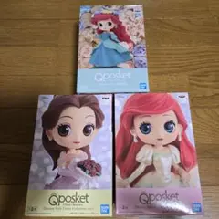 Qposket ディズニー プリンセス フィギュア ベル　アリエル　新品　3点