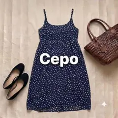 Cepo セポ ドット柄 キャミワンピース ネイビー Mのサムネイル