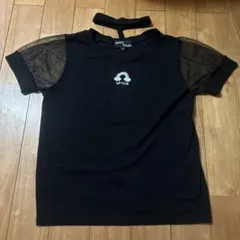 Pink latte メッシュスリーブ ブラック Tシャツ