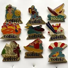 ★42617 フランス雑貨 ピンバッジ ピンズ VOLVIC スポーツ9個セット