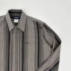 渋配色 90s マルチストライプシャツ グレー 黒 L モード テック