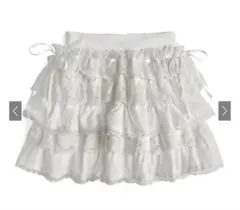 フリルミニスカート　インパン裏地付きレースリボンティアード[tu1981]