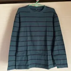 UNIQLO ダークグリーン ボルドーストライプ 長袖カットソー
