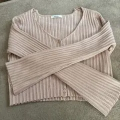 新品NICE CLAUP リブ編みカーディガン ピンク F