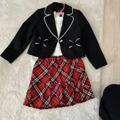 フォーマルセット 黒ジャケット 赤チェックスカート