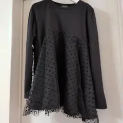 TRUBE ドット柄 チュール切り替え 長袖カットソー