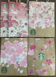 Starbucks 桜デザイン ショップ袋セット　5枚