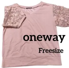 美品 oneway Tシャツ トップス 半袖 ワンウェイ サーモンピンク フリーのサムネイル