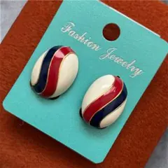 ヴィンテージイヤリング　トリコロール　ビンテージ　レトロ　ポップ