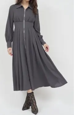 ROYAL PARTY コルセット風フロントZIPシャツワンピース