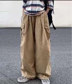 【WESTBOY】サイドポケットワイドストレートミリタリーカーゴパンツ フェード