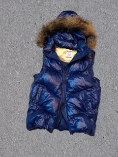 美品　鬼ギャル♡ ファー付き　ダウンベスト　y2k 平成 光沢　肉厚　卍