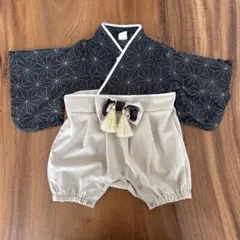 ベビー着物スタイル服 70cm 黒とベージュ
