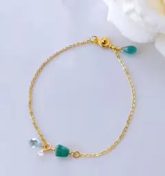 レア✧一点物✧ゴールデンヒルターコイズ×あこやケシ ピアス✧14kgf