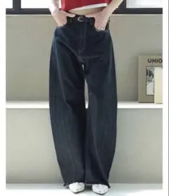 Re:EDIT 裾フリンジバレルレッグデニムパンツのサムネイル