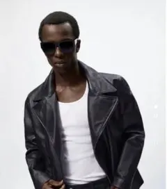 ZARA 本革 ライダース オーバーサイズ ブラック 希少