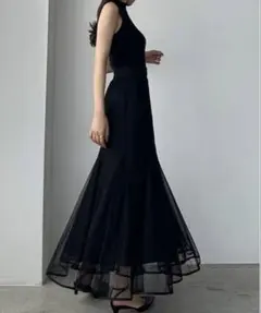 チュールマーメイドスカート ブラック M