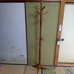 ②　アンティーク　 木製ポールハンガー　コート　帽子掛け