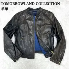 トゥモローランド コレクション ジャケット ラムレザー ノーカラー ブラック