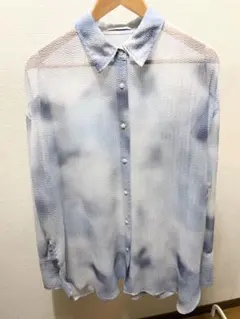 JEANASIS ボカシエンボスシアーシャツ ブルー シアー 水色のサムネイル