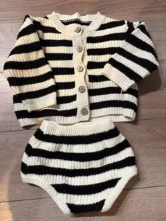 シーイン SHINE 80 白 黒 ボーダー カーディガン　ブルマ セット