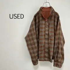 c0222【USED】リバーシブル ブルゾン チェック柄 ゆるだぼのサムネイル