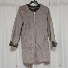 スエード風 ジップアップ ムートンコート