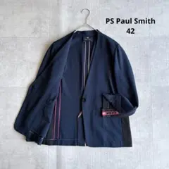 美品✨ポールスミス ノーカラージャケット ストライプ バイカラー 42のサムネイル