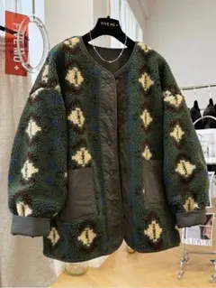 暖かい 両面着れる服 早い者勝ち ノーカラージャケット アウター ボア 切り替