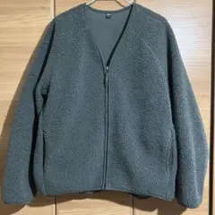 UNIQLO ボアフリースVネックフルジップカーディガン オリーブグリーン L