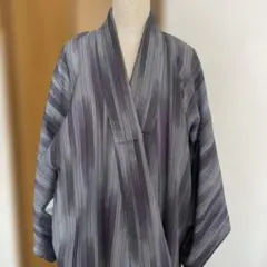 紫とグレーのストライプ 着物